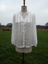 White Semi Sheer Occasion Bronze Hearts & Beaded Blouse NEXT UK 14 BNWT RRP £32
