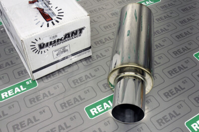 Vibrant TPV Round Muffler (21.25'' Long) w/ 4'' Round Straight Cut Tip 2.5'' Inlet