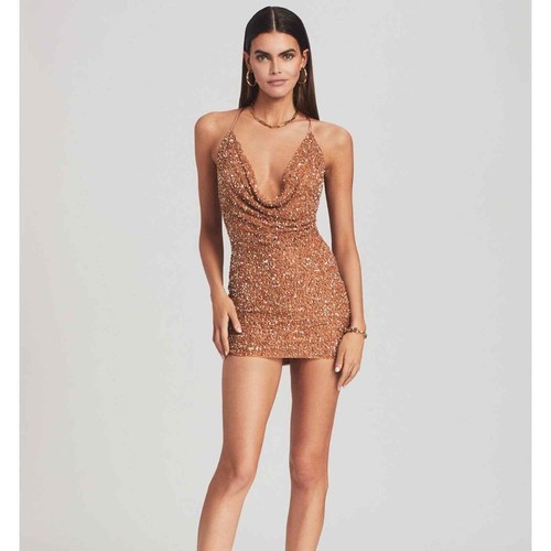 retrofete Mich Mini Dress in Bronze M 