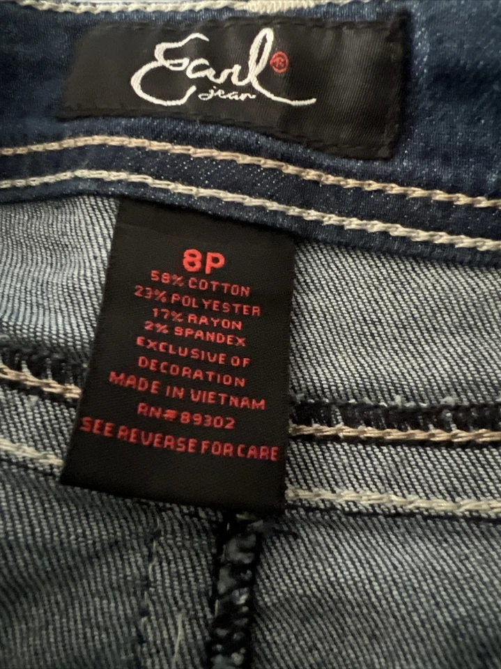 Vintage Earl Jean Women's Blue Stretch Denim Jean Skirt Bling Pockets Sz 6Petite - Image 4 of 4