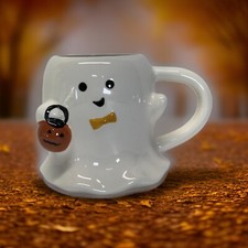 Hyde And Eek Halloween Stoneware 14.6 Oz Smiling Ghost Mug 2024 Collectible