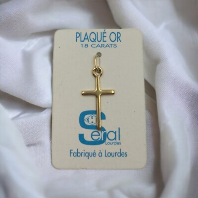 Pendentif Croix Et Chaîne Plaqué Or Véritable - Collier Mi-long Neuf, Femme/enfant, Communion