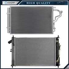 Aluminum Radiator & AC Condenser Cooling Kit For 2014 2015 2016 Hyundai Elantra