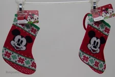 Christmas Holiday Disney 2 Mickey Mouse Red Mini Stocking NWT