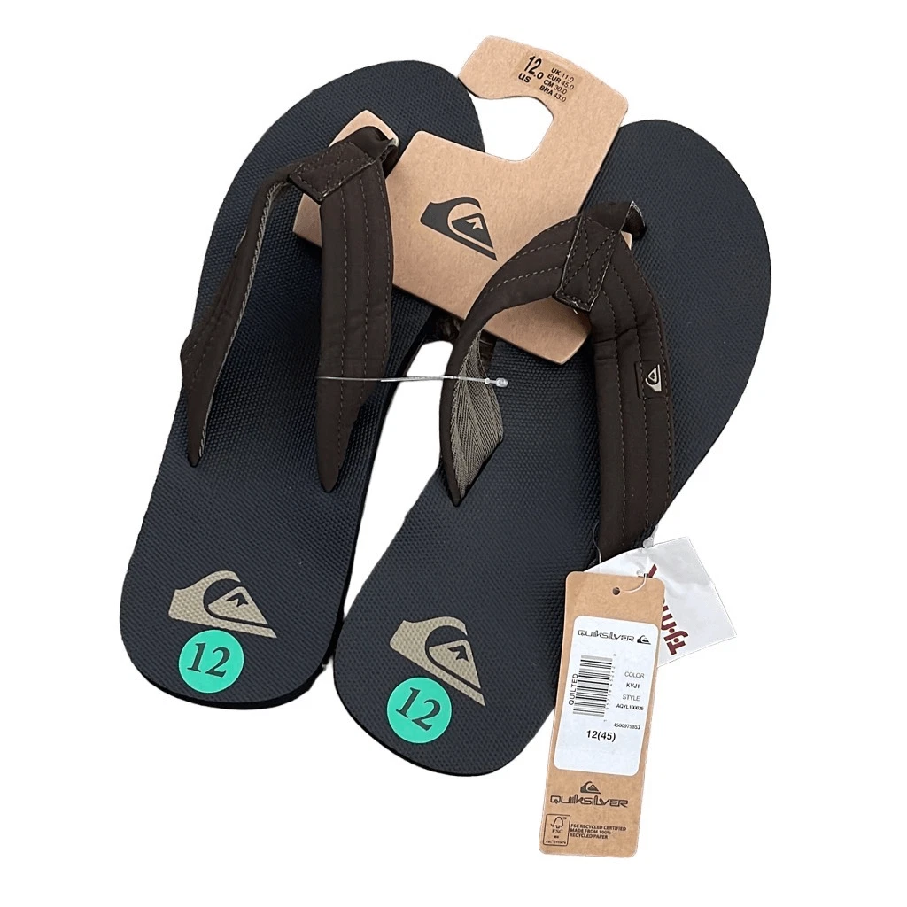 Quiksilver Womens Flip Flop Sandals Slip On Quilted Wide Strap Brown Size 2