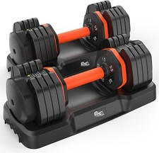 5LB to 25LB Adjustable Dumbbells of 2, Home Gym Weight Dumbbells Set 50lbs