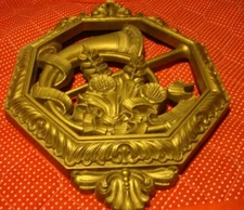 HOMCO Resin Plaque #7402~Antique Gold~Musical Instruments 12" Tall, W=8.5"   347