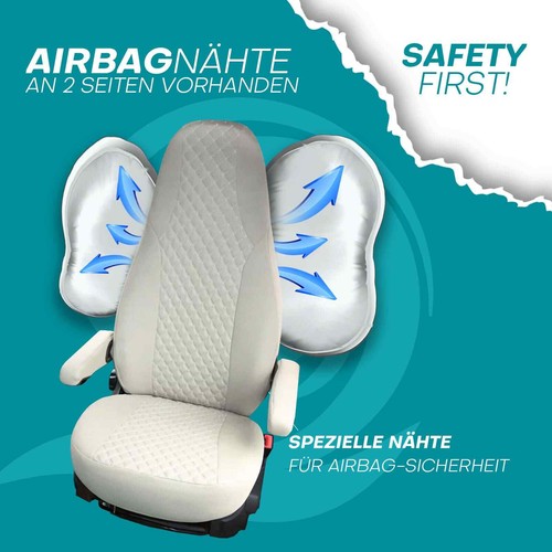 Fundas de asiento de autocaravana adecuadas para Laika Ecovip (beige) - Imagen 8 de 12