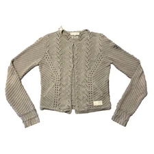 ODD MOLLY Cotton Cardigan Knit Sweater Sz S 1 #603 Clasp Front Gray Break Rules
