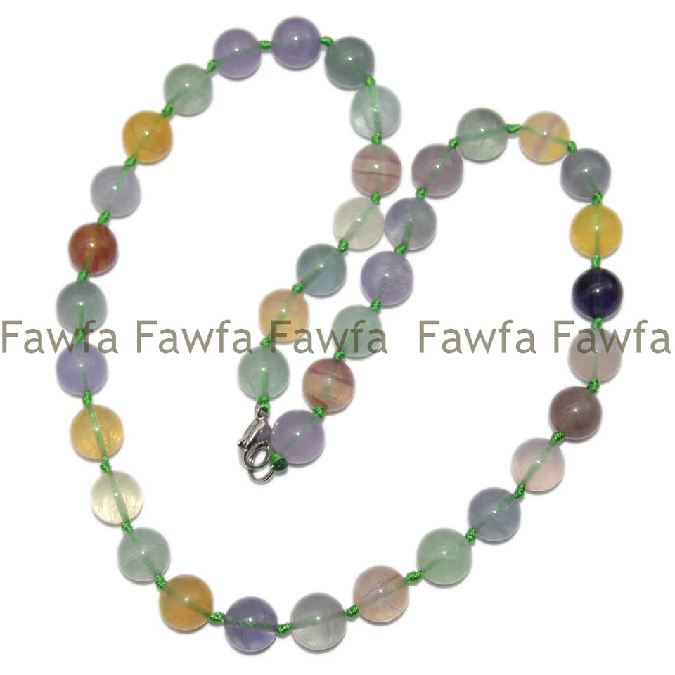 Brazalete Collar Natural 9/10/11mm Amarillo Multicolor Fluorita Gemas Redondas Cuentas Foto 4 de 4