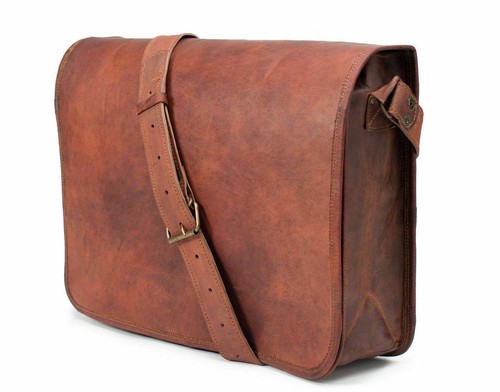 IPAID Full Flap Vintage look Brown Leather r Laptop Satchel 11" Shoulder Bag - 第 8/9 張圖片