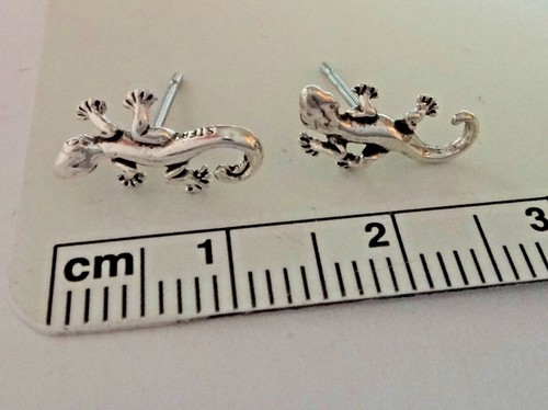 ¡Pendientes pequeños de plata esterlina de 12x8 mm de lagarto gecko! Southwest! - Imagen 2 de 3