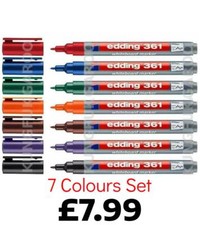 Edding 361 Whiteboard Markers Pens Fine Tip - ALL COLOURS - Single Pen or Set