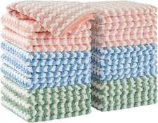 18 Pack Microfiber Cleaning Cloth, Kitchen Towels for Dish Drying Washing, Ab...