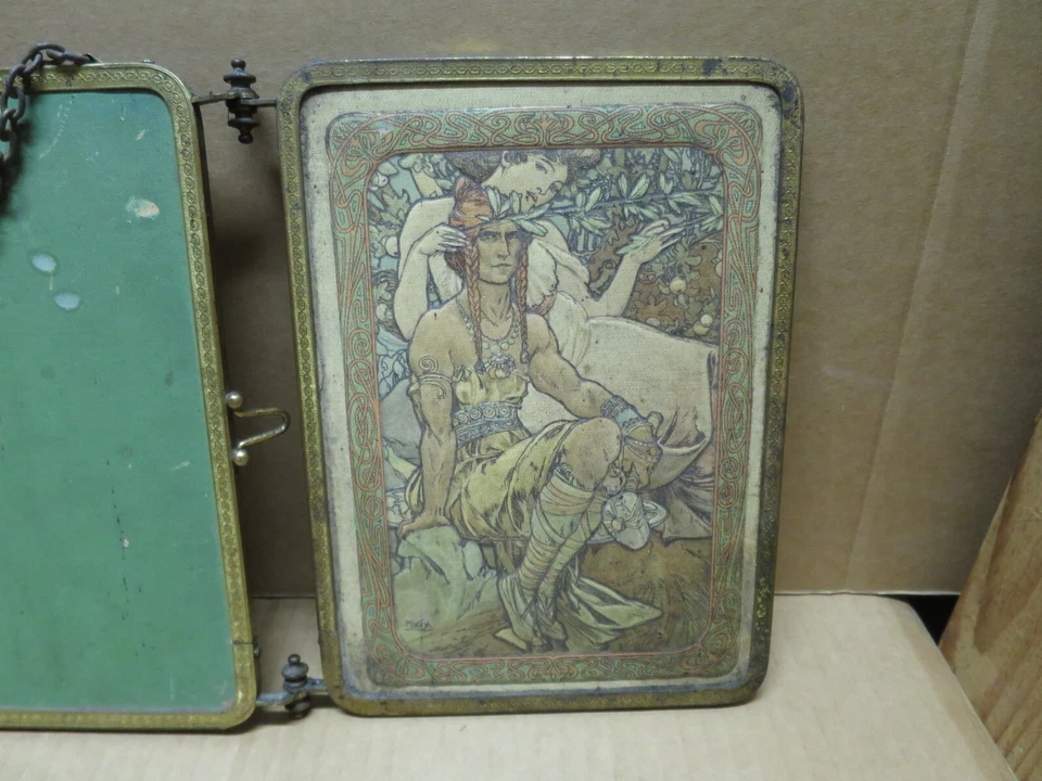 MUCHA Alphons d'après rare miroir triptyque mural dépliant à deux illustrations - Photo 4/4