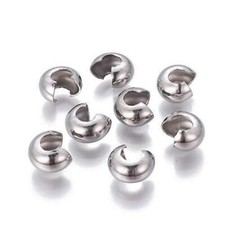 Qty.25, 3x2mm Stainless Steel Crimp Bead Covers - Buy 3 Save 5