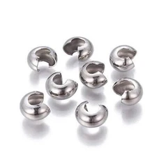 Qty.25, 3x2mm Stainless Steel Crimp Bead Covers - Buy 3 Save $5