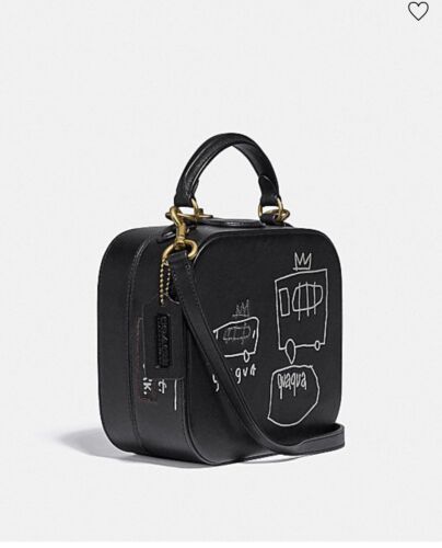 NUEVO CON ETIQUETAS COACH X JEAN - MICHEL BASQUIAT BOLSO CUADRADO NEGRO BANDOLERA 6898 - Imagen 2 de 9