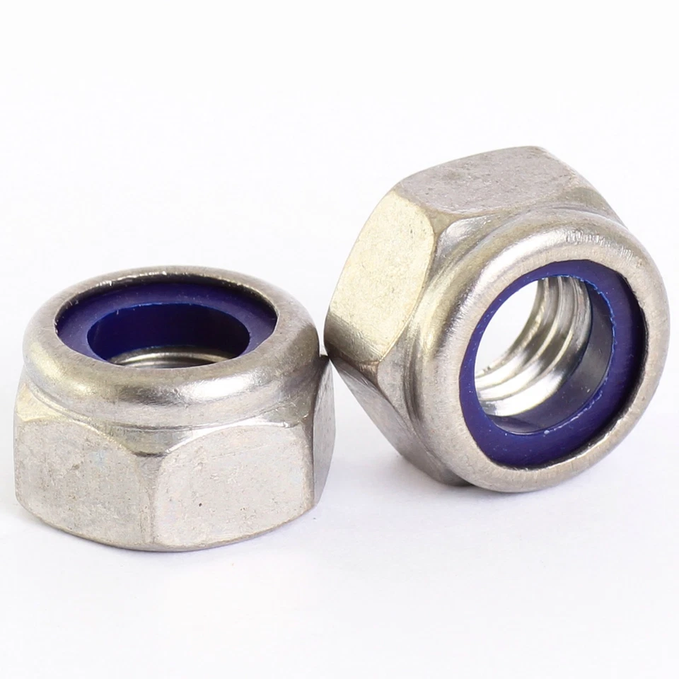 BOLT BASE M2 M2.5 M3 M4 M5 M6 M8 M10 M12 A2 STAINLESS STEEL NYLOC NYLOCK LOCK NUTS DIN 985