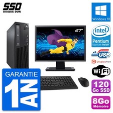 PC Lenovo M73 SFF Ecran 27" Intel G3220 RAM 8Go SSD 120Go Windows 10 Wifi