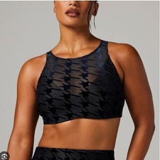 Savage X Fenty Risqu  Taker Houndstooth Medium-Impact Sports Bra  Black  Small