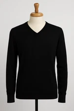 Daniel Cremieux Signature Black V Neck Cotton Knit Classic Preppy Sweater XXL