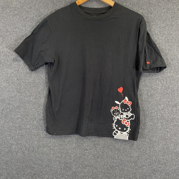 Uniqlo Hello Kitty Shirt Womens S Black Sanrio Graphic T-Shirt Tee Top Cartoon