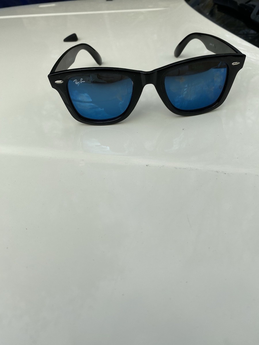 Ray-Ban Wayfarer Sunglasses Black Plastic Frame Blue Lenses