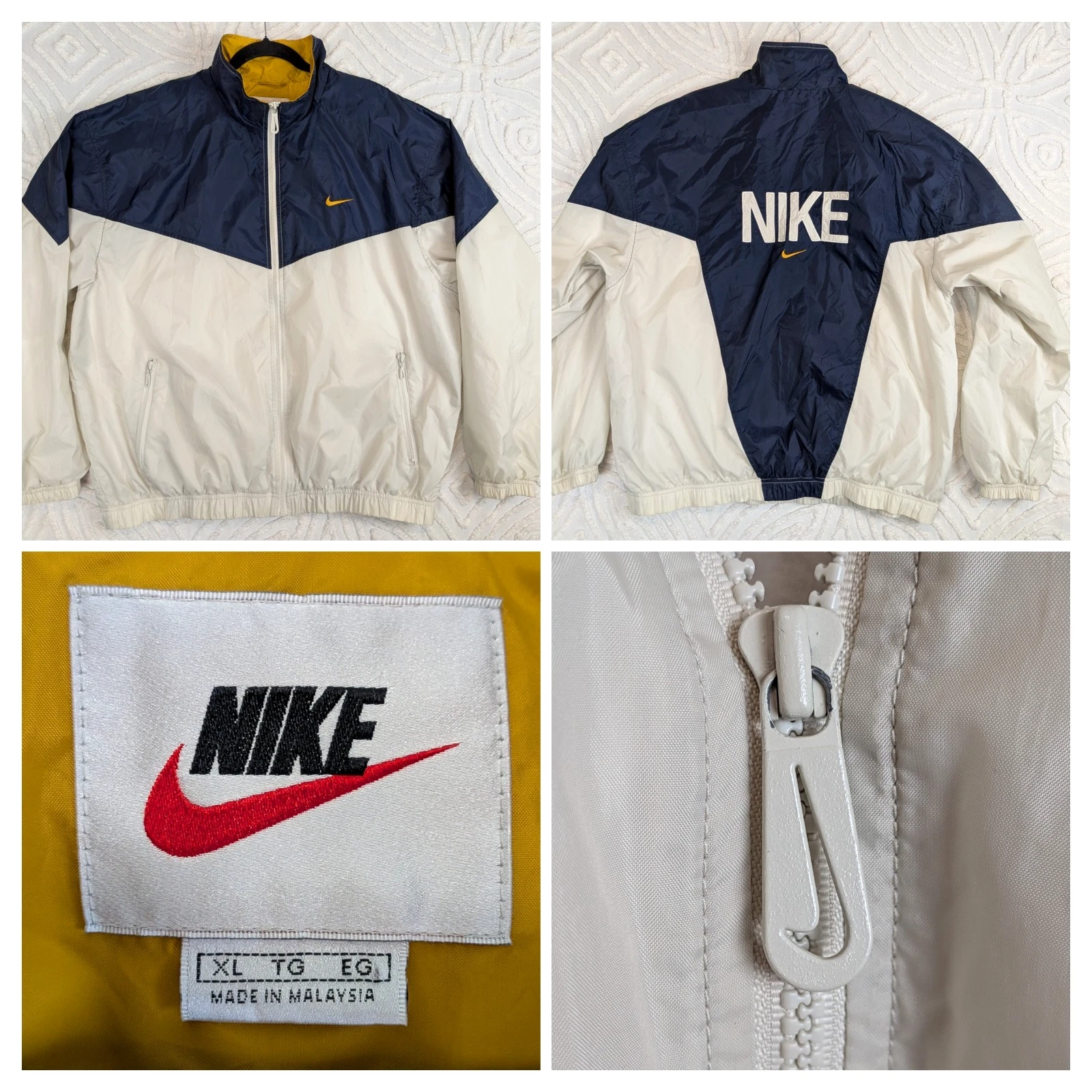 Vtg 90s Nike Windbreaker Jacket Mens XL Y2K Swoosh Spell Out Lined Retro Track
