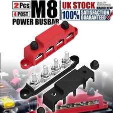 2pcs 12V 250A 4 Post Busbar Bus Bar Power Distribution M8 Red Black Pair CE