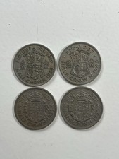 4 X Half Crown Coins 1948 1949 1955 1956 George Elizabeth