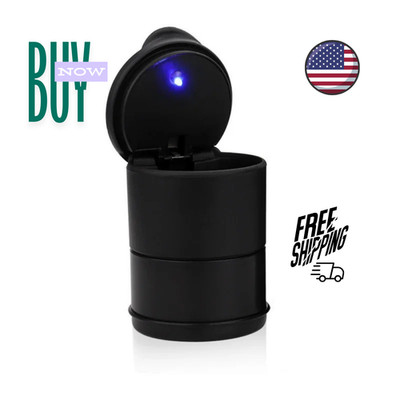 New Portable Car Auto Ashtray Blue LED Light Smokeless Ashtray Cigarette Holder