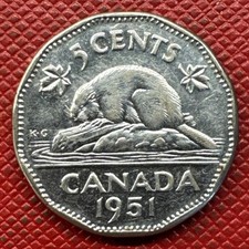 Canada 1951 Chromium Plated Steel 5 Cents. George VI. KM# 42a