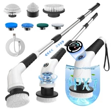 Electric Spin Scrubber,Cordless Cleaning Brush, 3-Speed,7 Replaceable Brush H...