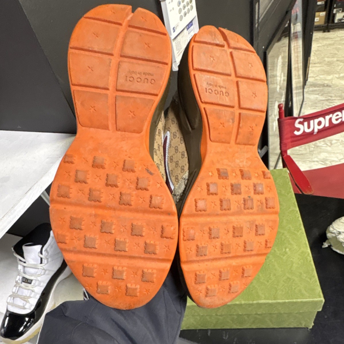 45個。 Gucci Men's Logo Canvas Sneakers Beige Brown Red Green Orange