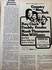 Roy Clark, Freddy Fender, Country in New York, Vintage Promotional Ad, aa