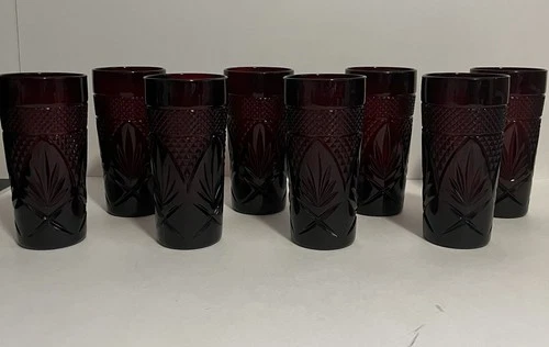 Luminarc Cristal D'Arques Durand Ruby Red Set of 8 Tumbler Glass France 6.25"