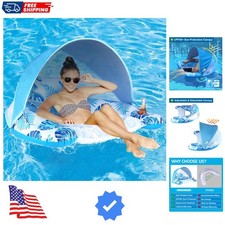Pool Float with Canopy, Cup Holder - XL Pool Chair Lounge Float with Adjustab...