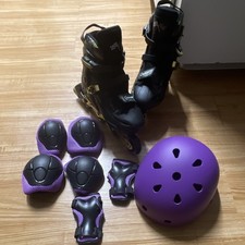 MammyGoL Inline Skates Set with Purple Helmet, Knee, Elbow and Wrist Pads