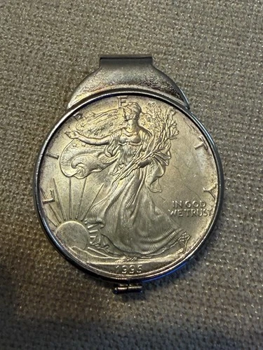 1995 American Silver Eagle Coin Money Clip 1 Oz Of Fine Silver