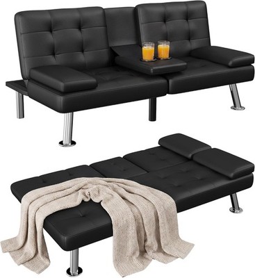 Convertible Leather Recliner Futon Couch for Apartment Living Room Office