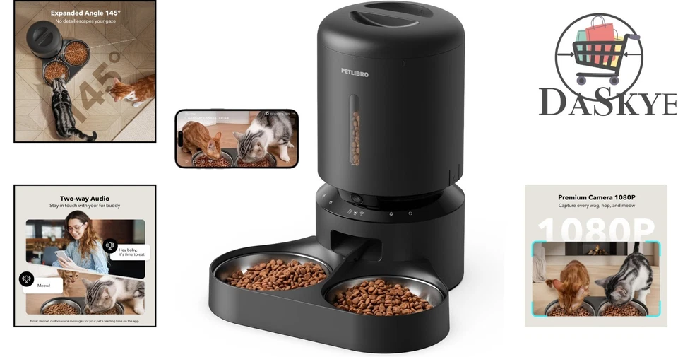 Advanced 5G WiFi Automatic Cat Feeder with HD Camera & Motion Detection Alerts - Image 2 of 4
