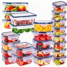 Glass Food Storage Containers with Airtight Lids Microwave Safe, Set of 24