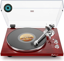 Belt Drive Turntable for Vinyl Record Player and Bluetooth Output Red 