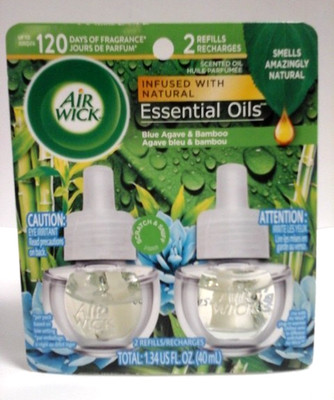 Air Wick Plug in Scented Oil Blue Agave & Bamboo Scent 2 Refills Up To 120 Days