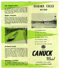 Canuck Motel Brochure Kitchener Street in Niagara Falls Ontario 1960's