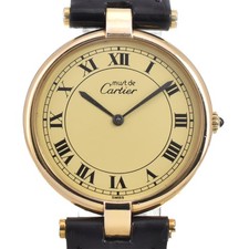 Orologio uomo CARTIER Must Vendome Vermeille SV925 (GP) / pelle quarzo R#146288