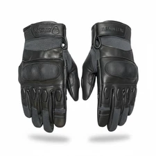 Black Leather Gloves Removeable Protective Knuckles, Motorcycle Outdoor Gear