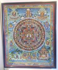 Alte Vajra Heruka Mandala Thangka Buddhistische Thangka auf cotton Canvas