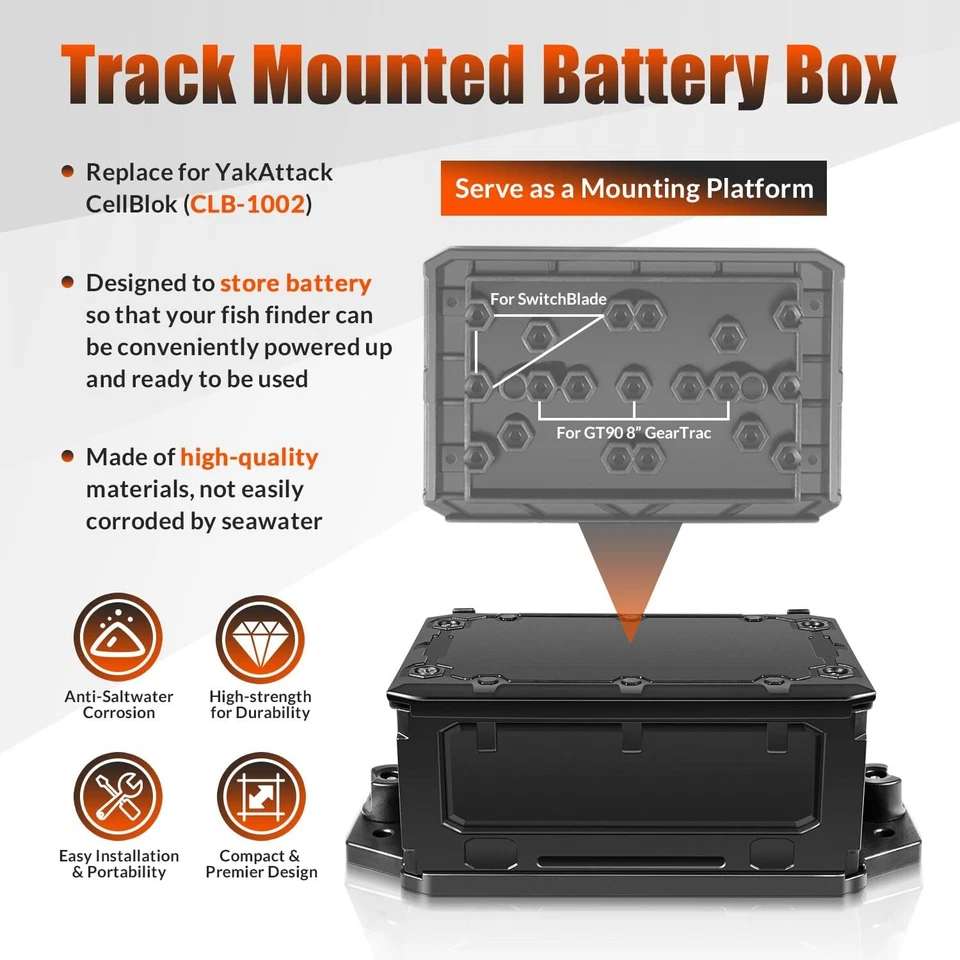 Track Mounted Battery Box for Fish Finders, Yakattack Cellblok CLB-1002 - Image 4 of 4